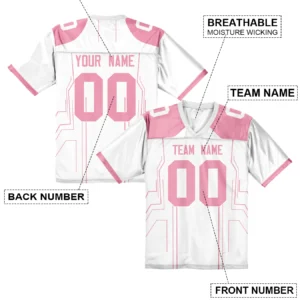 Personalized Blue Football Shirt with Team Name Number Custom Print Embroidery American Football Jersey for Men Women Youth Kids