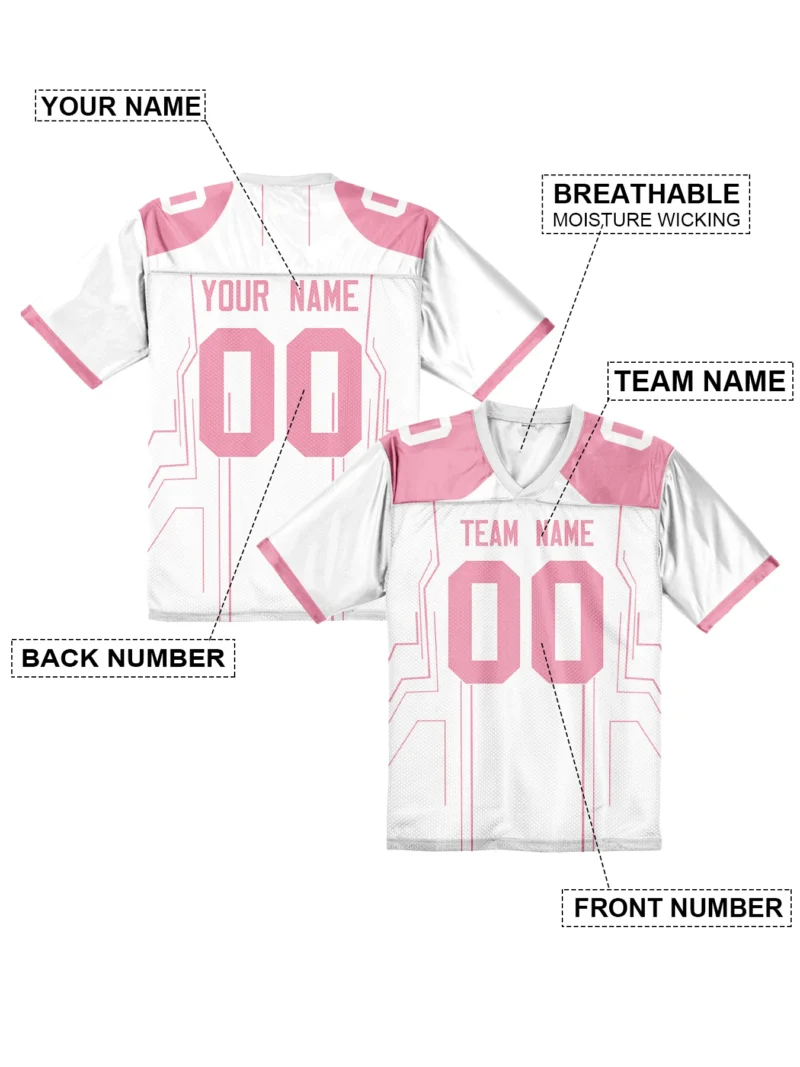 Personalized Blue Football Shirt with Team Name Number Custom Print Embroidery American Football Jersey for Men Women Youth Kids