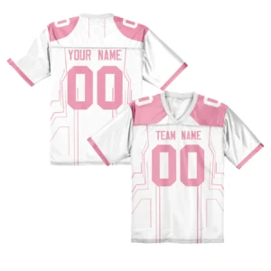 Personalized Blue Football Shirt with Team Name Number Custom Print Embroidery American Football Jersey for Men Women Youth Kids