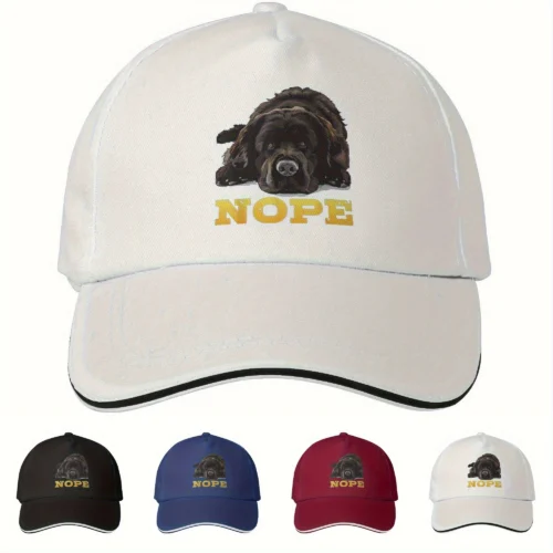 "NOPE" Funny Dog Owner Trucker Hat - Adjustable Snapback Baseball Cap with Cartoon Design, Breathable Mesh Back