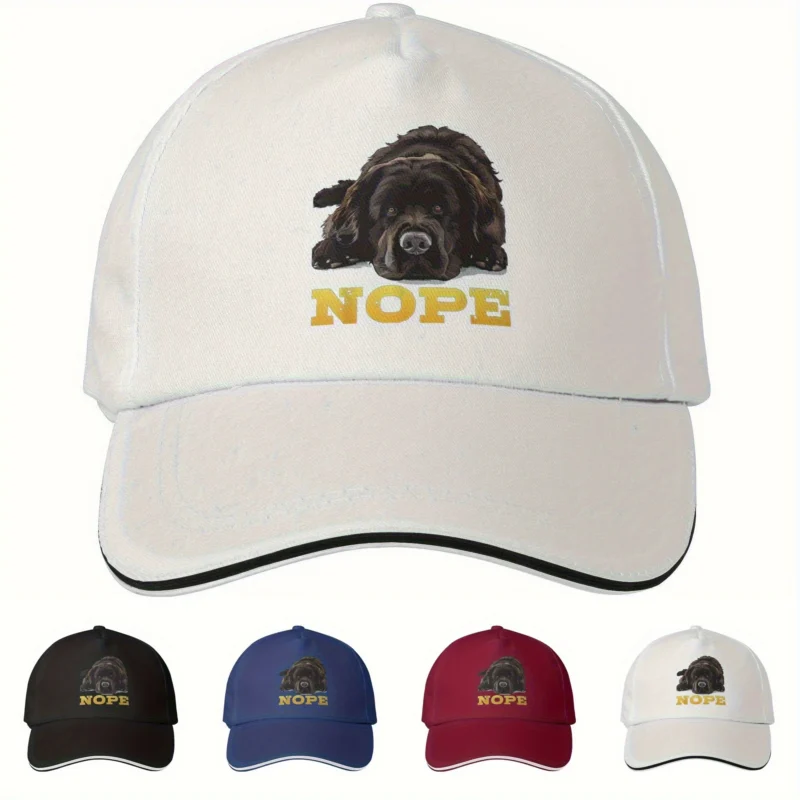 "NOPE" Funny Dog Owner Trucker Hat - Adjustable Snapback Baseball Cap with Cartoon Design, Breathable Mesh Back