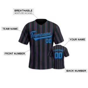 Custom Baseball Jersey Black Blue Personalized Baseball Team Shirt Printed Name Number Baseball Fans Gift for Men Women Youth