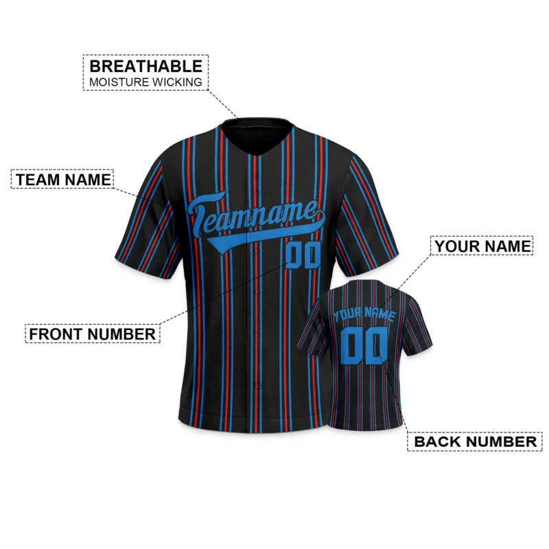 Custom Baseball Jersey Black Blue Personalized Baseball Team Shirt Printed Name Number Baseball Fans Gift for Men Women Youth