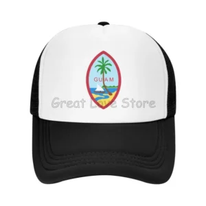 Guam Flag Print Mesh Baseball Caps Adjustable Snapback Hats for Men Women Outdoor Sun Protection Cap Casual Trucker Dad Hat