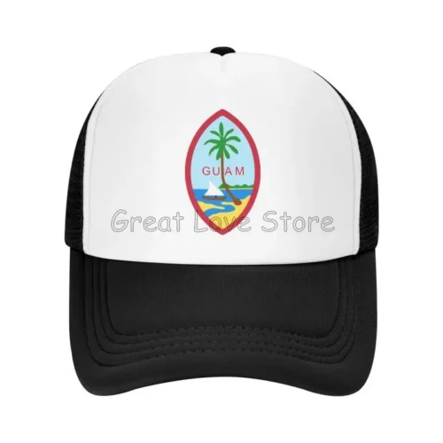 kf-S2c10de9f224040fea17822f1f87458d1t.webp Guam Flag Print Mesh Baseball Caps Adjustable Snapback Hats for Men Women Outdoor Sun Protection Cap Casual Trucker Dad Hat