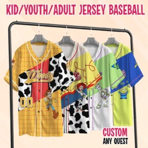 Custom Toy Story Baseball Jersey Disney Toy Story Characters Toy Story Shirt Kids Youth Adult Jersey Camisetas Estampadas