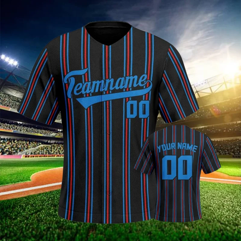 Custom Baseball Jersey Black Blue Personalized Baseball Team Shirt Printed Name Number Baseball Fans Gift for Men Women Youth