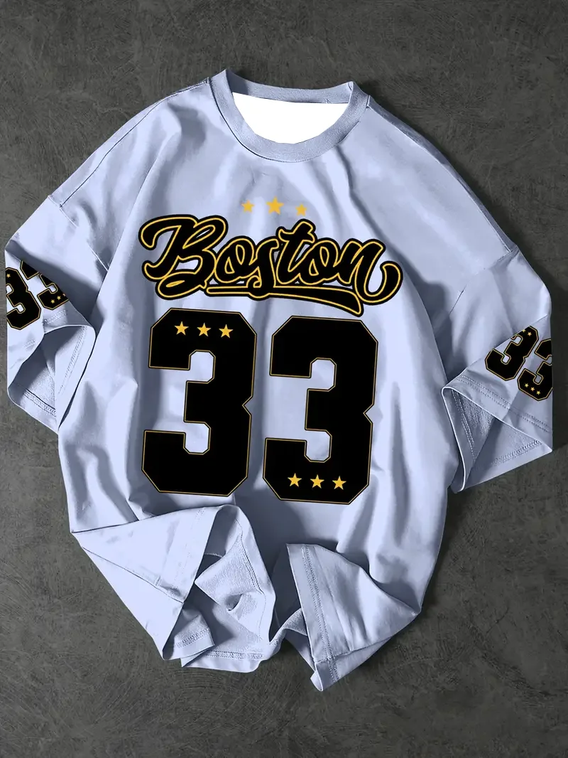 Men's Sports Jersey Boston 33 Print Short Sleeve T-Shirt Summer Graphic Tee Jerseys Plus Size Women's Sport T-Shirt Tops