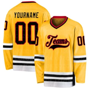 Custom Yellow Black Hockey 3D Print You Name Number Men Women Ice Hockey Jersey Competition Training Jerseys