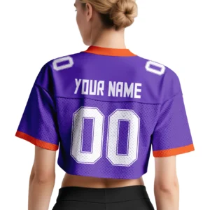 Custom American Football Jersey Crop Top for Women Girls Plain Sporty Cropped Shirt Personalized Name Number Jerseys Fans Gift
