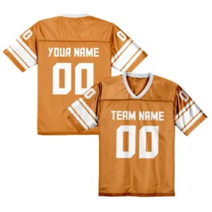 Custom American Football Jersey Orange Personalized Football Shirt with Printed Team Name Number Fans Gift for Men Women Youth