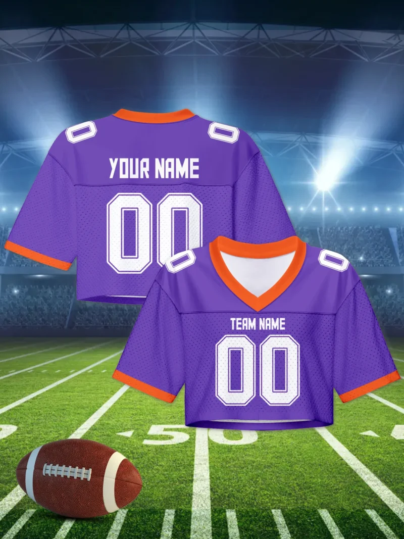 Custom American Football Jersey Crop Top for Women Girls Plain Sporty Cropped Shirt Personalized Name Number Jerseys Fans Gift