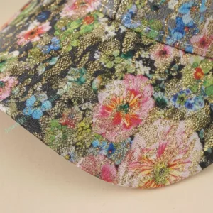 R7UF Trendy Floral Printed Baseball Embroidery for Snapback Hat Adjustable Sport Unisex Headwear for Outdoor Daily We