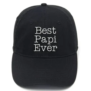 Lyprerazy for Grandpa Best Papi Ever Washed Cotton Adjustable Flock Printing Baseball Cap