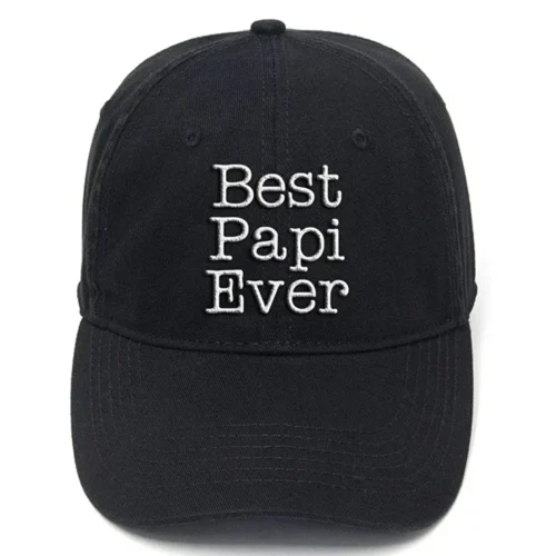 kf-S988648a228d643b7aa5c853af2b463d5T.webp Lyprerazy for Grandpa Best Papi Ever Washed Cotton Adjustable Flock Printing Baseball Cap