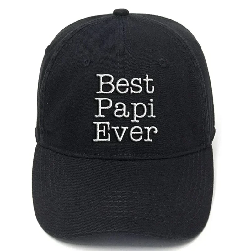Lyprerazy for Grandpa Best Papi Ever Washed Cotton Adjustable Flock Printing Baseball Cap