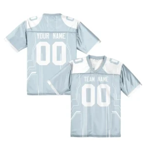 Personalized Blue Football Shirt with Team Name Number Custom Print Embroidery American Football Jersey for Men Women Youth Kids