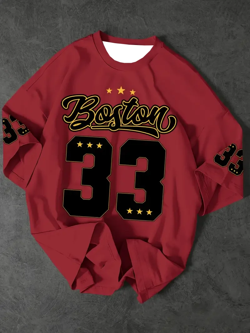 Men's Sports Jersey Boston 33 Print Short Sleeve T-Shirt Summer Graphic Tee Jerseys Plus Size Women's Sport T-Shirt Tops