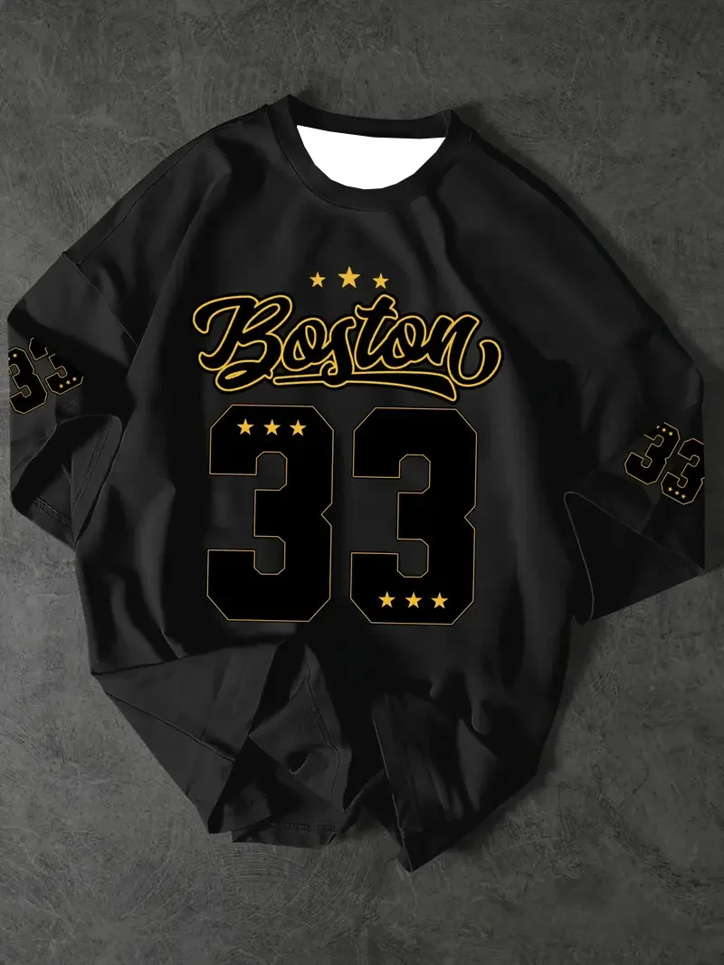 Men's Sports Jersey Boston 33 Print Short Sleeve T-Shirt Summer Graphic Tee Jerseys Plus Size Women's Sport T-Shirt Tops