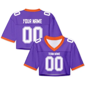 Custom American Football Jersey Crop Top for Women Girls Plain Sporty Cropped Shirt Personalized Name Number Jerseys Fans Gift