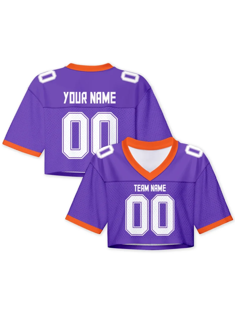 Custom American Football Jersey Crop Top for Women Girls Plain Sporty Cropped Shirt Personalized Name Number Jerseys Fans Gift