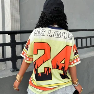 Summer New Baseball Jerseys For Women Mesh Breathable Half Sleeve Top Casual V-neck Short Sleeve Tees Oversized Y2K Top