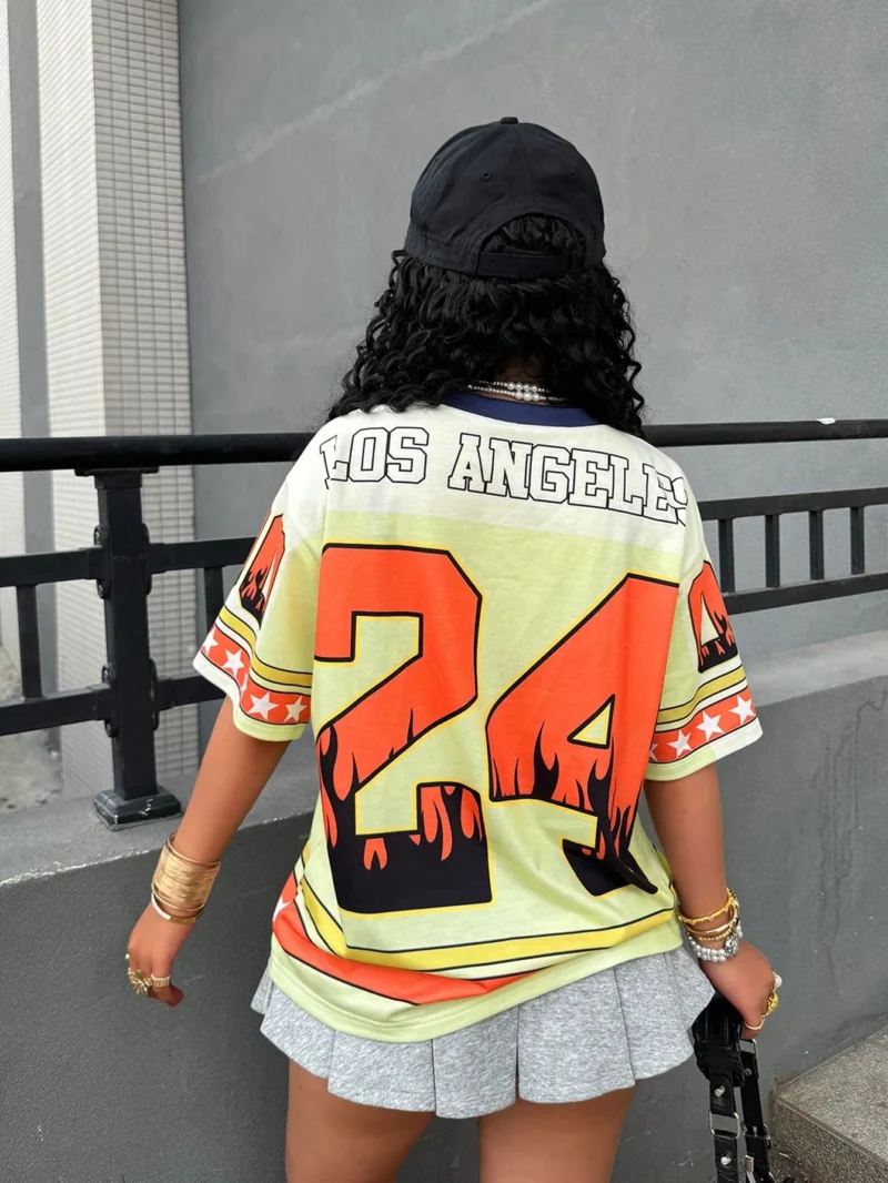 Summer New Baseball Jerseys For Women Mesh Breathable Half Sleeve Top Casual V-neck Short Sleeve Tees Oversized Y2K Top