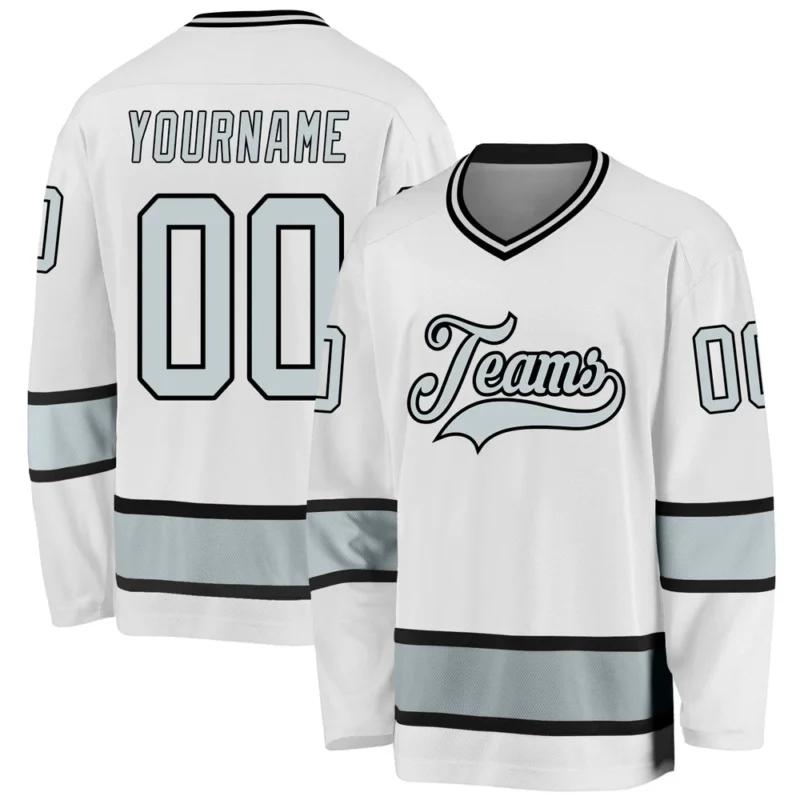Custom Name & Team White Pink-Light Blue 3D Printed Fashion Men's Hockey Jersey Summer Unisex Casual Jersey Sweatshirt BQ-04