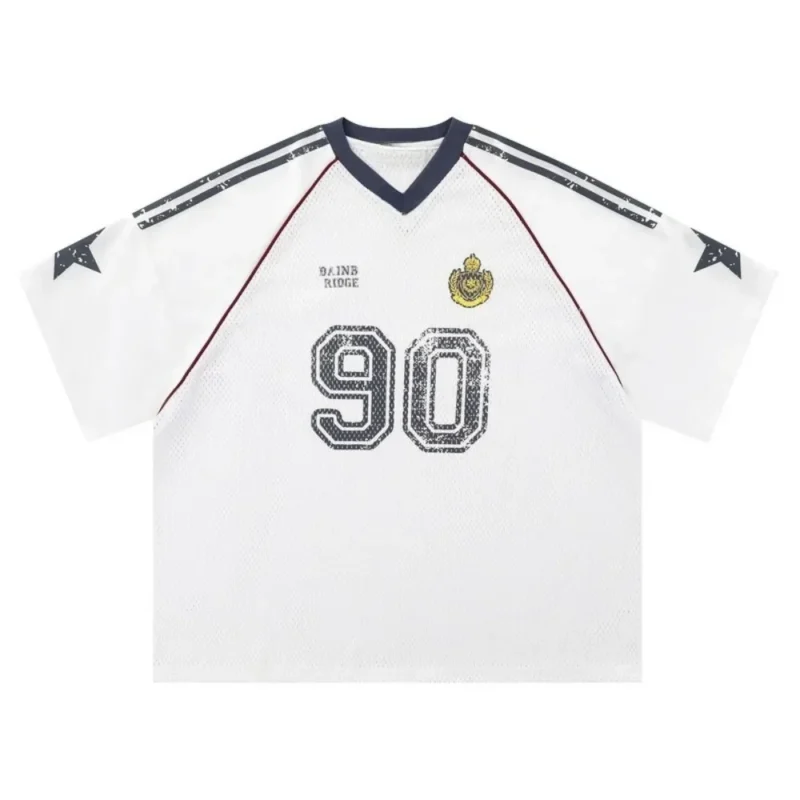 kf-Se72b104718654e648367a081e2e6b1c5I.webp European and American Street Fashion Brands Loose Fit for Couples American Retro Sports Jerseys Short Sleeved Football Jerseys