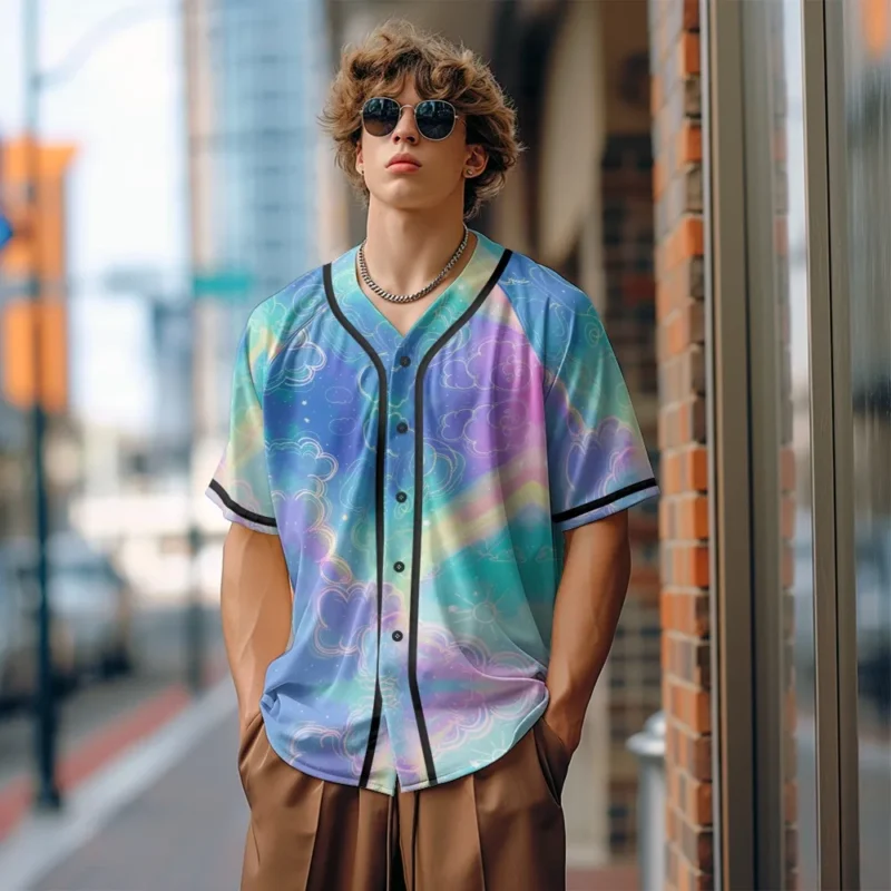 Men Baseball Jersey Geometric Abstract Art Printed Streetwear Trendy Minimalist Vintage Street Style Breathable Unisex Outfits