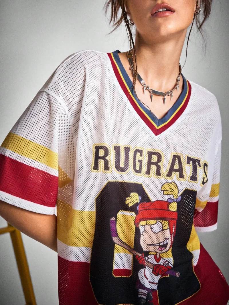 Summer New Baseball Jerseys For Women Mesh Breathable Half Sleeve Top Casual V-neck Short Sleeve Tees Oversized Y2K Top