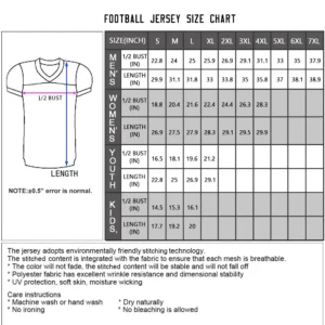 Personalized Blue Football Shirt with Team Name Number Custom Print Embroidery American Football Jersey for Men Women Youth Kids
