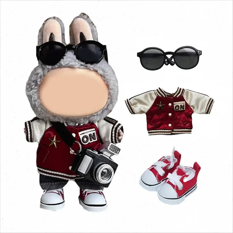 Mini Doll'S Clothes Outfit Accessories For Korea Kpop Exo 15-17cm Labubu V1 V2 Baseball jersey pants shoes camera Clothing Gift