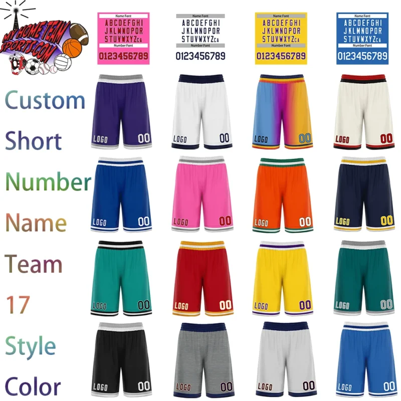 Custom Women College Basketball Shorts Double Side Custom Basketball Uniform Fashion Throwback Brand Print Numer Name 17 Color