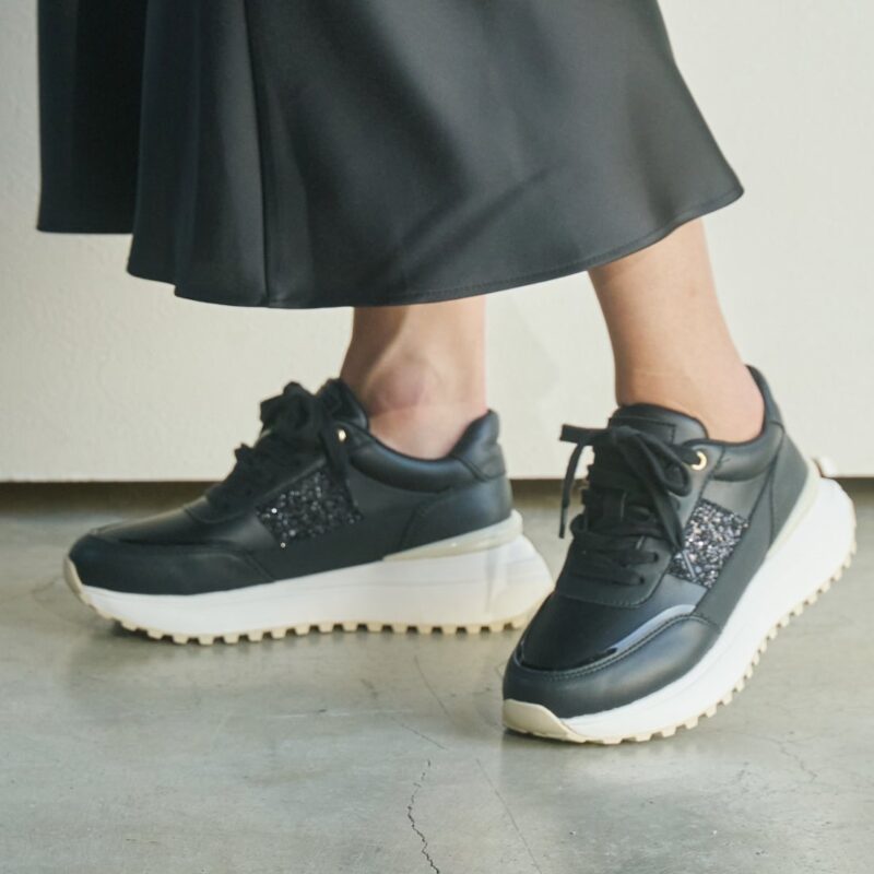 Aquila /アークイラ（Black）キルティングボリュームスニーカー