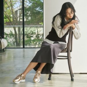 Algedi/アルゲディ（Pink）サイドグリッターボリュームスニーカー