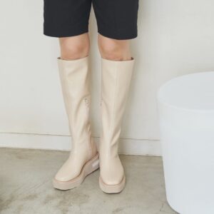 Acrux/アクルス（White）スクエアトウ厚底スニーカー