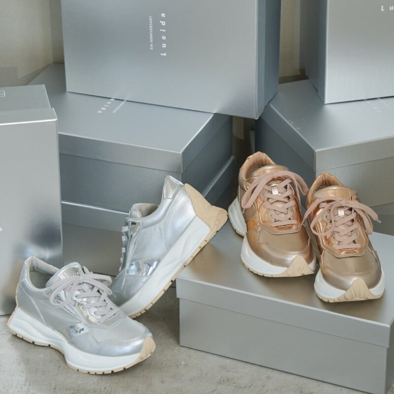 【5周年限定】Acrux/アクルス （Silver）エナメルスクエアトウ厚底スニーカー