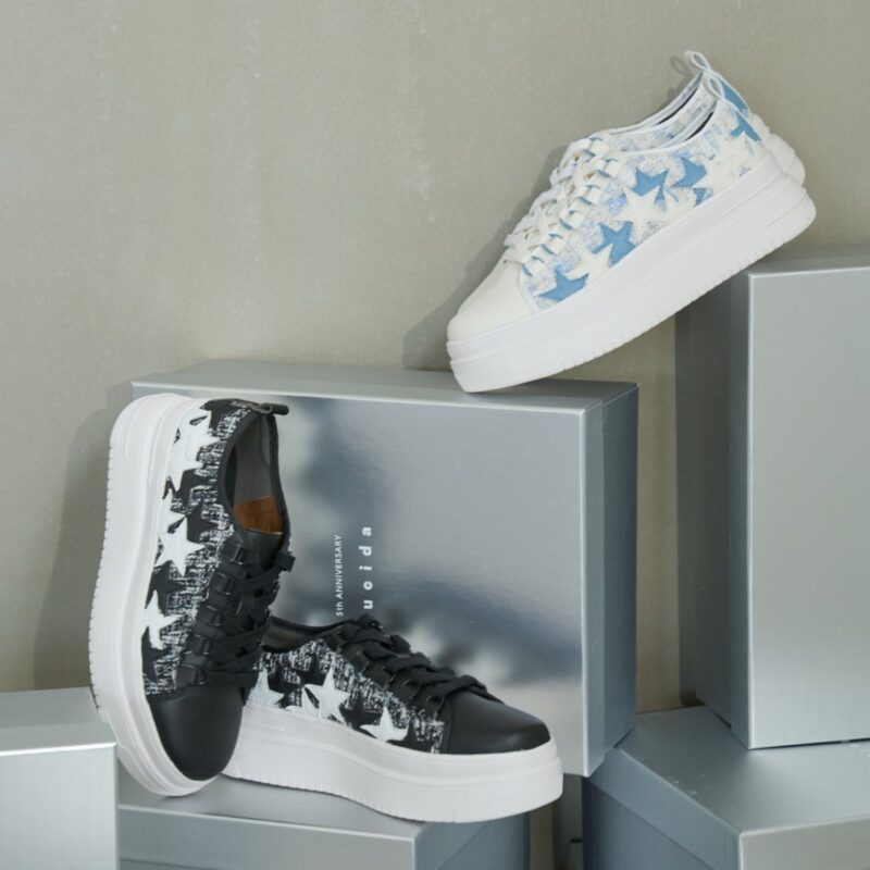 Enif/エニフ（Black）デザインカットプラットフォームスニーカー