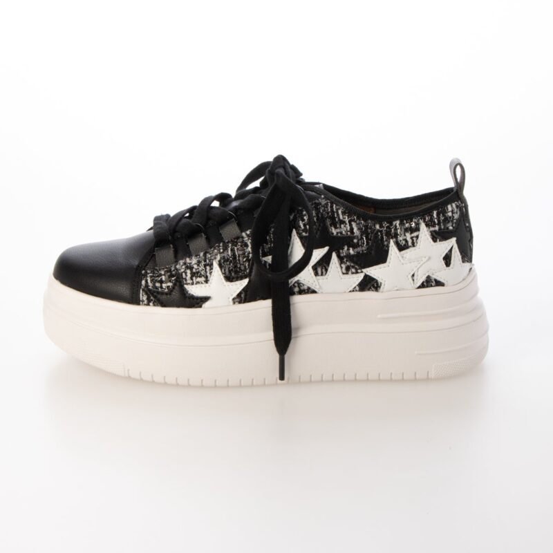 Enif/エニフ（Black）デザインカットプラットフォームスニーカー